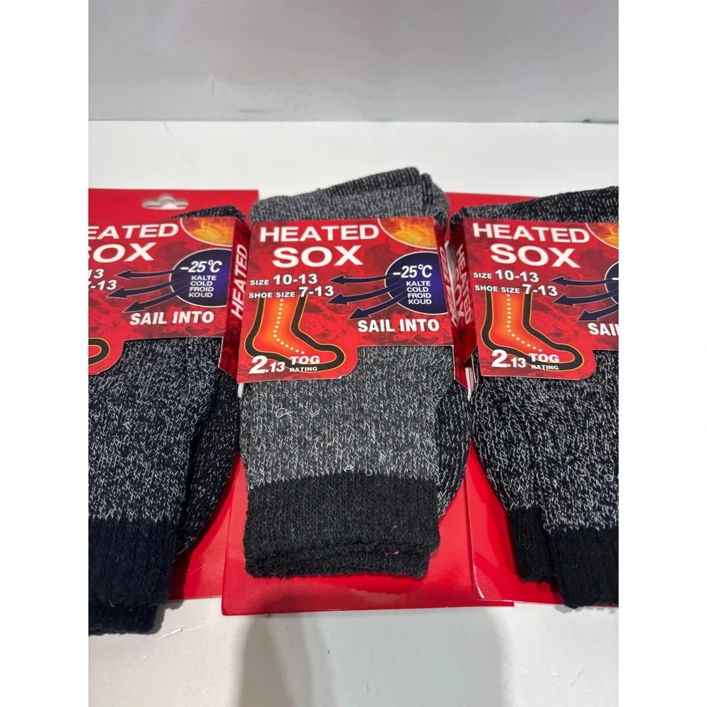 Heated Sox Thermal Socks Mens 10-13 Multi 3-Pack 2.13 TOG Extreme Cold -25C
